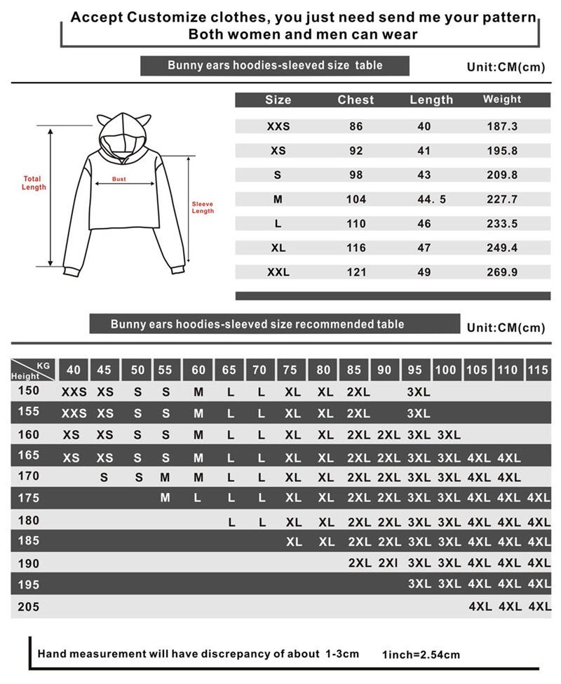 Cat Hoodie Size Chart 1